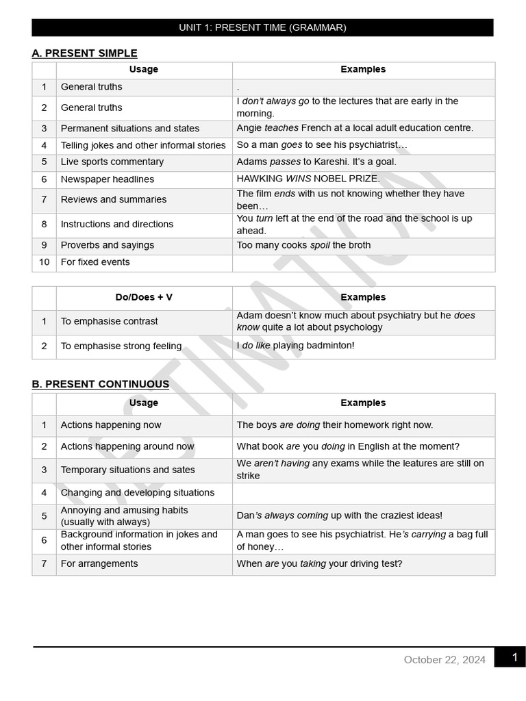 Present Simple Time Expressions | PDF