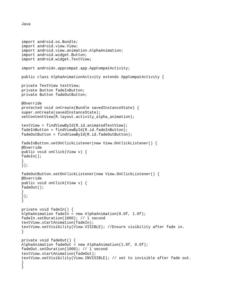 Android Text Fade Animation Guide | PDF | Android (Operating System ...