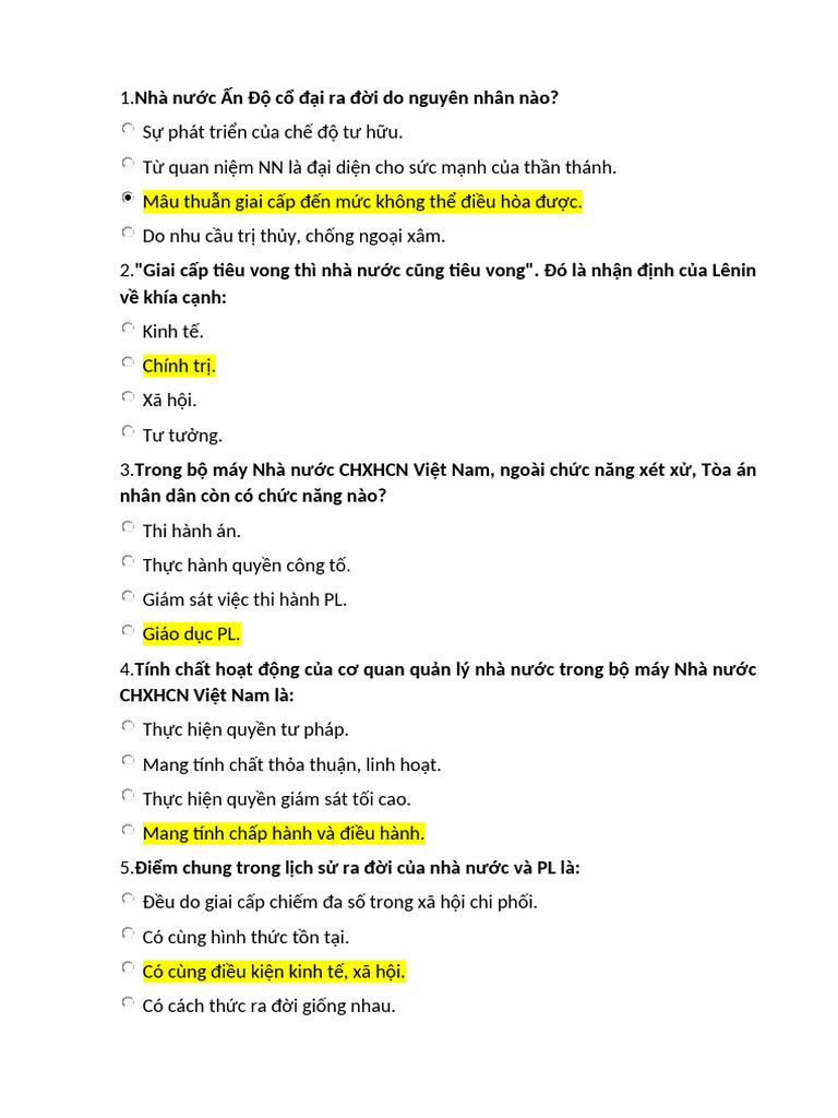 Trắc Nghiệm PLDC | PDF