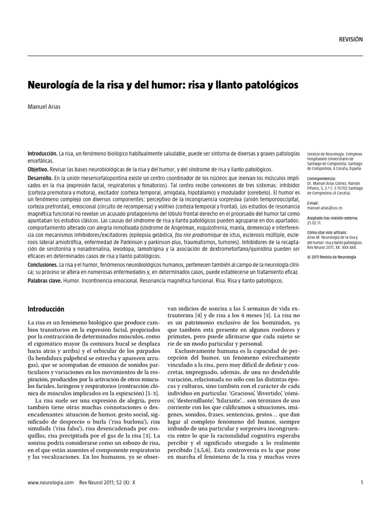 Neurología de la risa y humor patológico | PDF | La risa | Las emociones