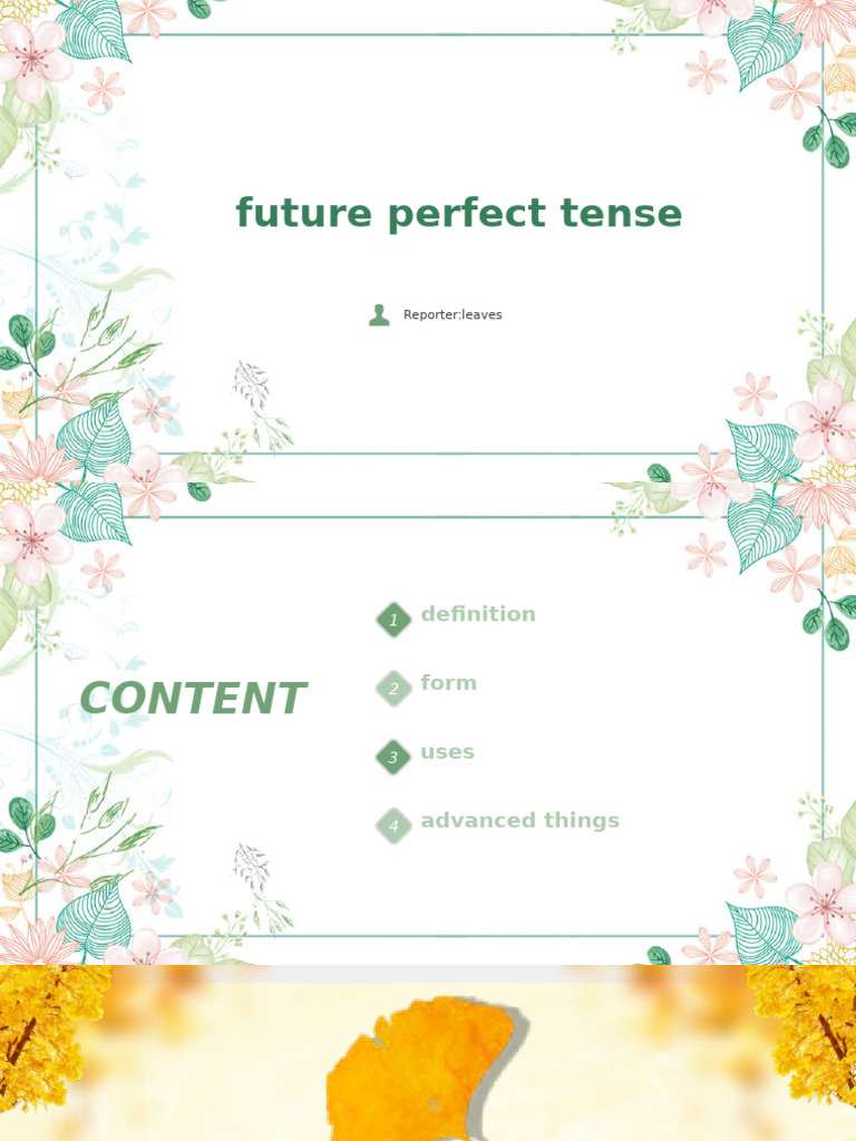 Future Perfect Tense Overview | PDF | Grammatical Tense | Linguistic ...