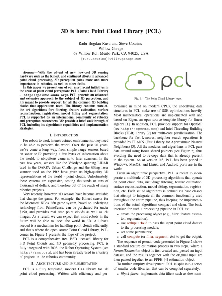 Point Cloud Library Overview | PDF | Computing