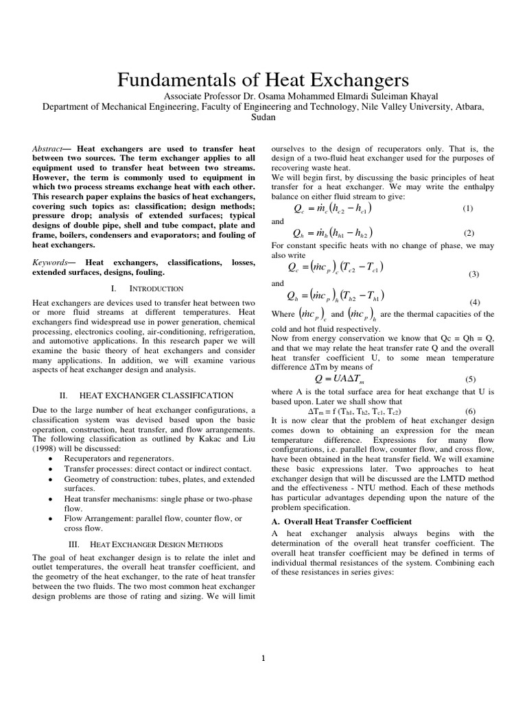 Fundamentals of Heat Exchanger Design | PDF | Heat Exchanger | Heat ...