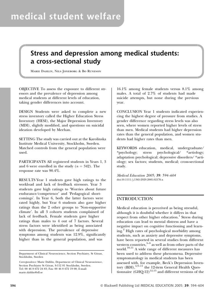 Stress and Depression in Medical Students | PDF | Major Depressive ...