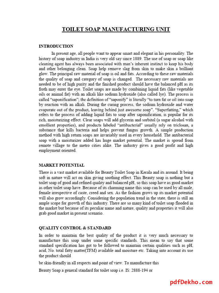 Toilet Soap Manufacturing Overview | PDF | Soap | Sodium Hydroxide