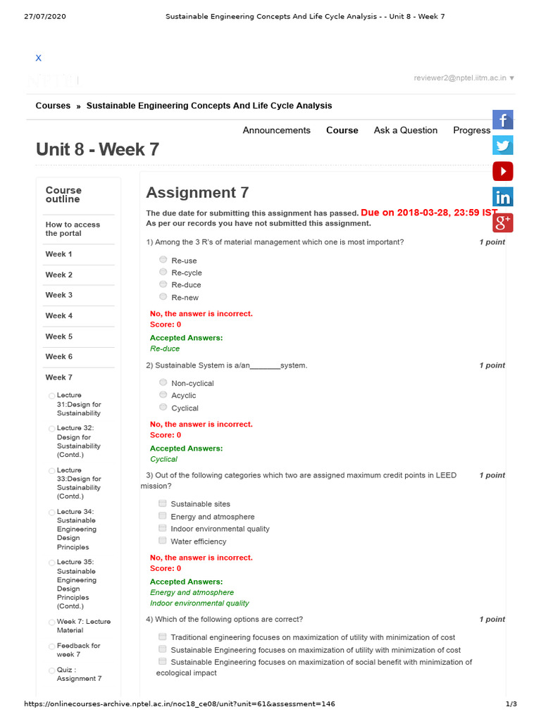 Noc18-Ce08 Week 07 Assignment 01 | PDF | Life Cycle Assessment ...