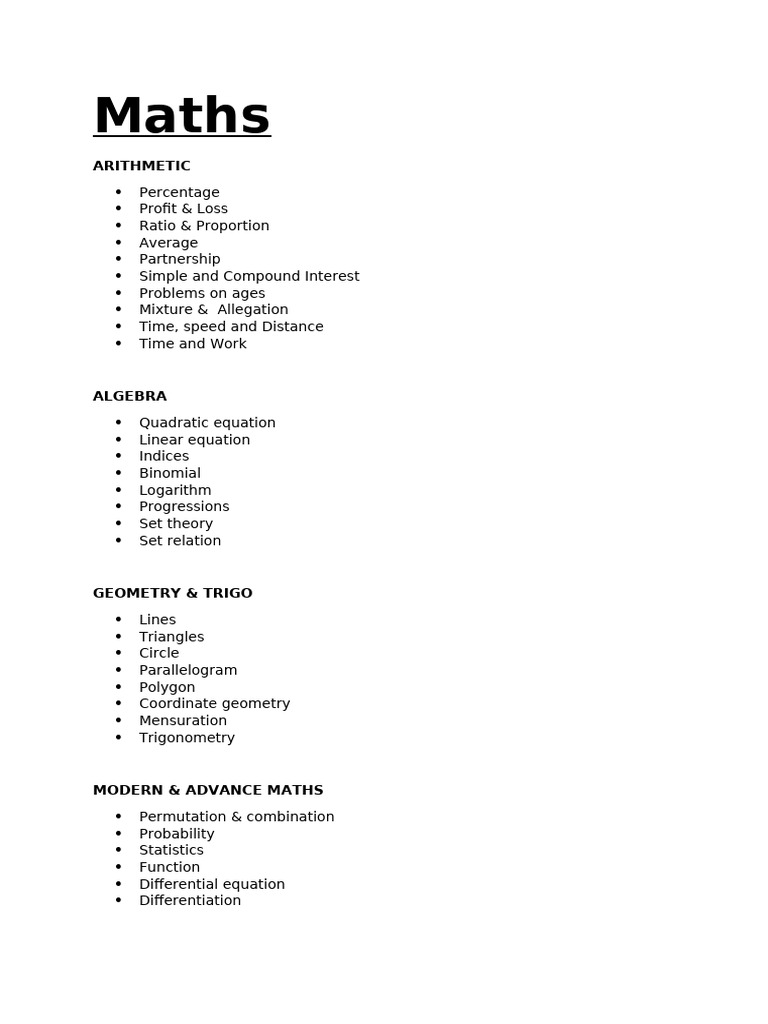 Competitive Exam Maths Syllabus | PDF