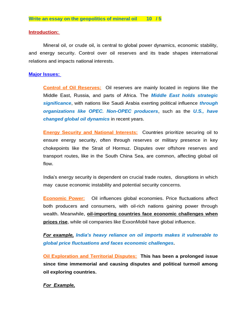 Geopolitics of Mineral Oil Explained | PDF | Energy Security | Petroleum