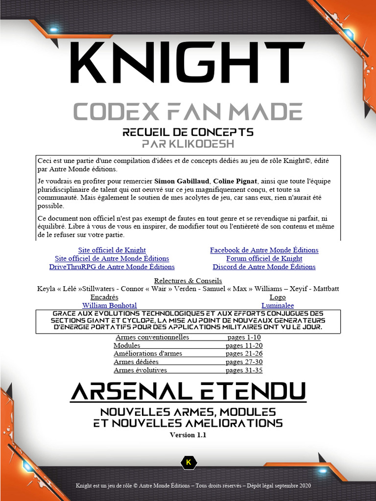 Arsenal étendu pour Knight JDR | PDF | Munitions | Balle