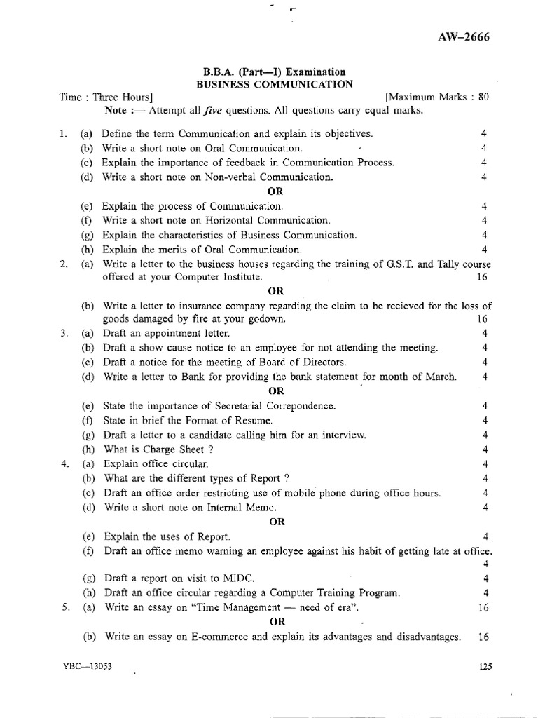 Bba Part 1 Business Communication S 2019 | PDF | Human Communication ...