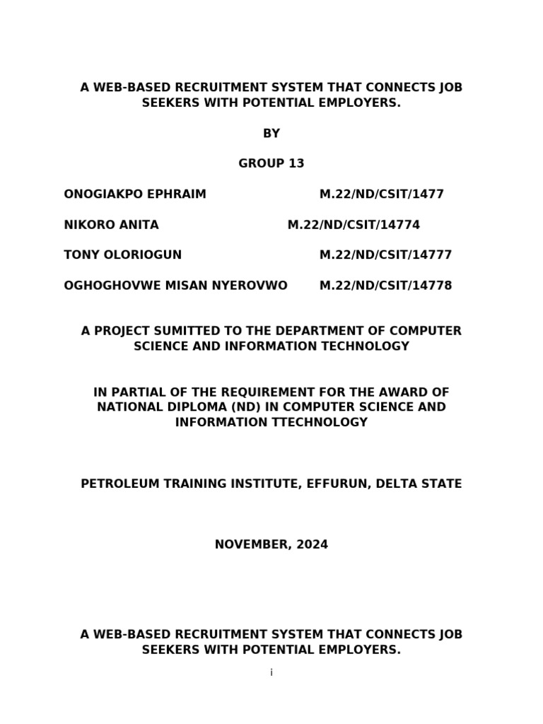 Web-Based Job Recruitment System | PDF | Recruitment | Software ...