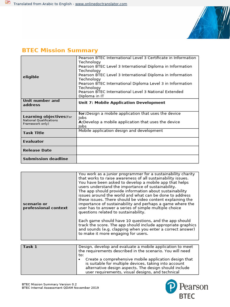 Unit 7 Mobile Apps Development Learning Aim B C Version 1 20 Jan 2020 ...