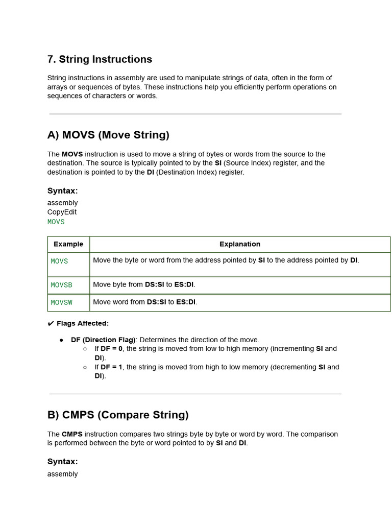 Assembly String Instructions Overview | PDF | String (Computer Science ...
