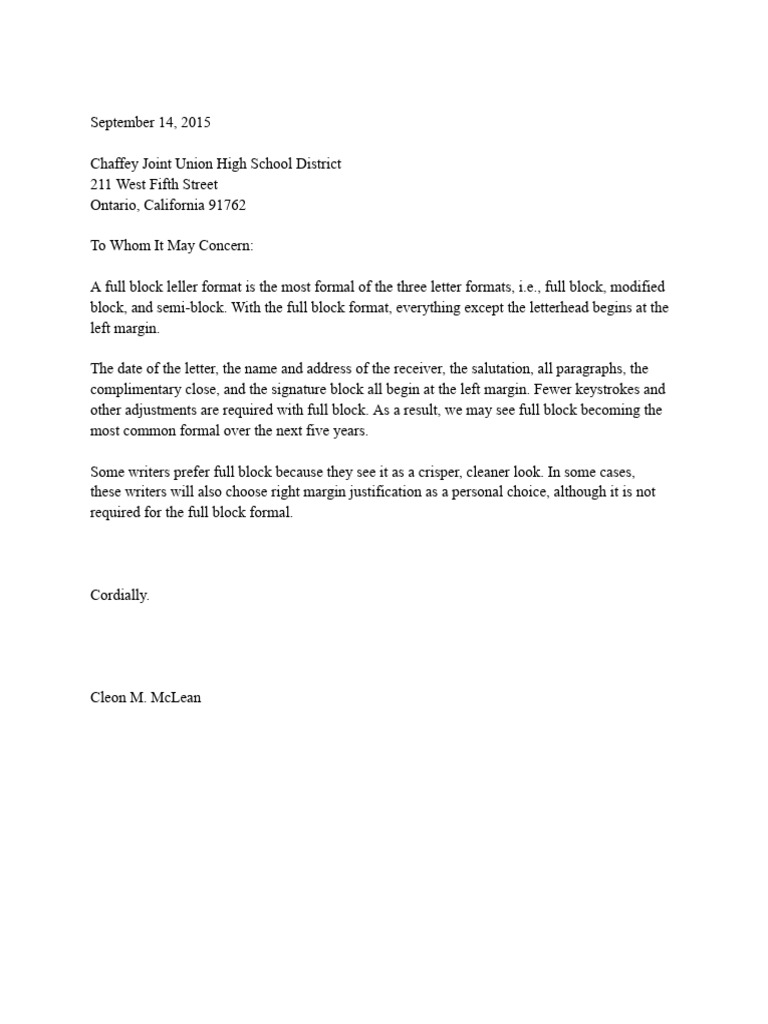 Full Block Letter Format Explained | PDF