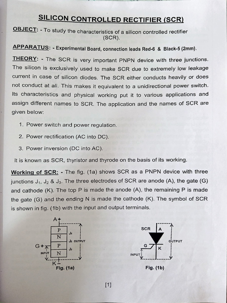 SCR Characteristics and Operation Study | PDF | Rectifier | Bipolar ...