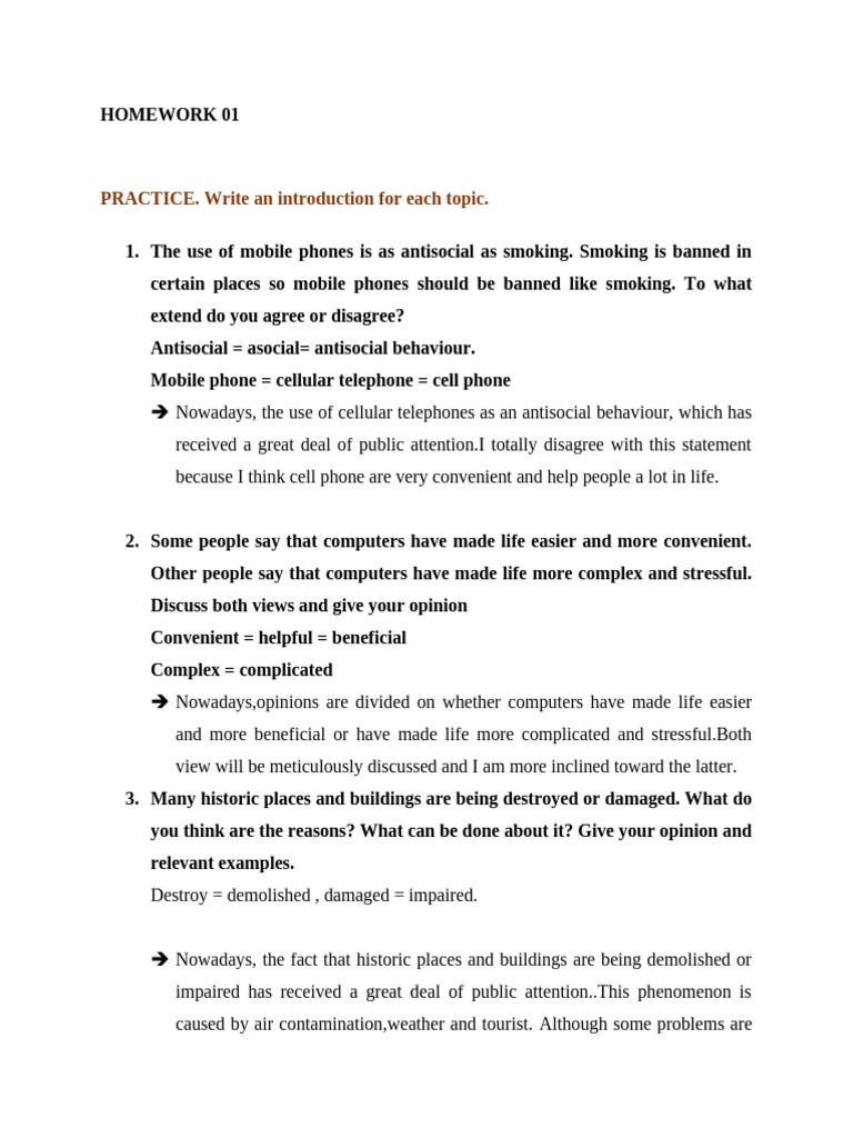 Homework 01: Essay Topic Introductions | PDF