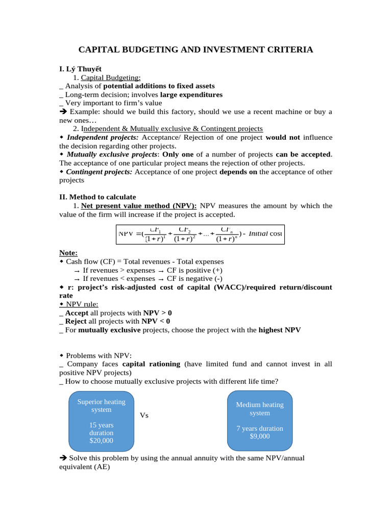 Capital Budgeting and Investment Analysis | PDF | Internal Rate Of ...