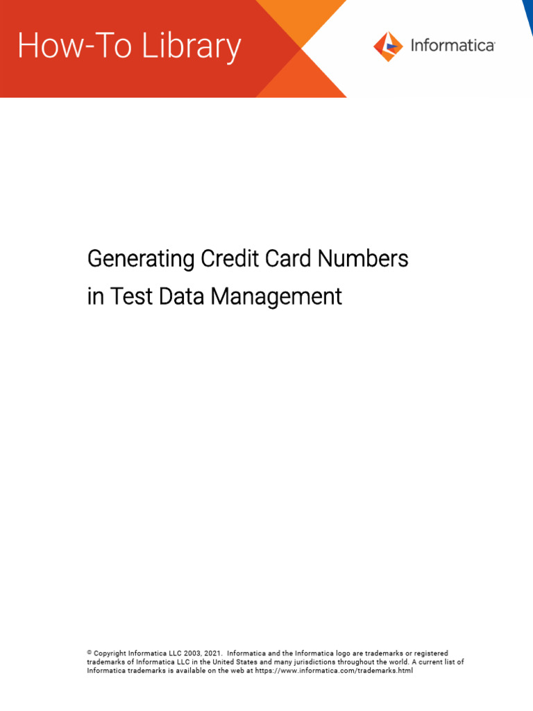 1000 GeneratingCreditCardNumbersInTestDataManagement en H2L | PDF ...