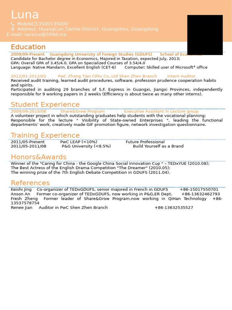 Luna Resume Template | PDF