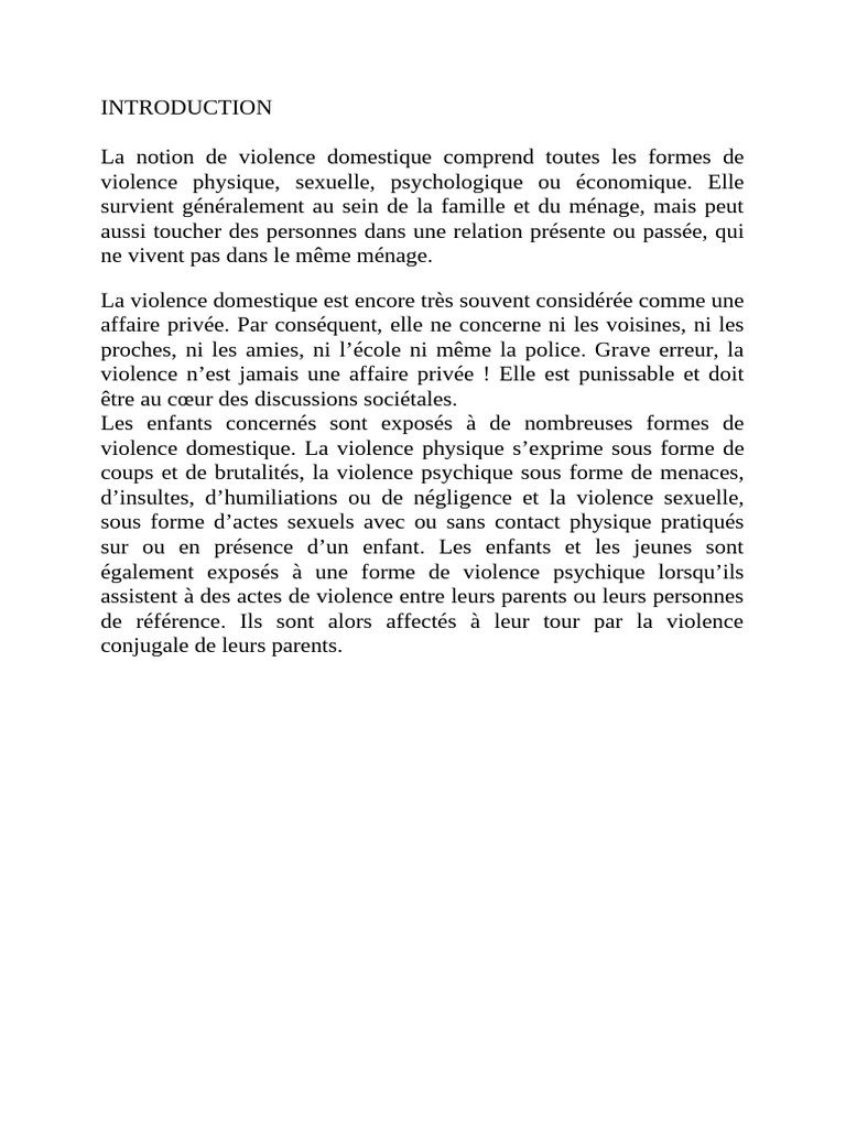 Impact de la violence domestique sur les enfants | PDF | La violence ...