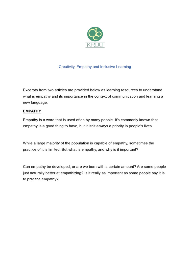 Importance of Empathy in Learning | PDF | Empathy | Compassion