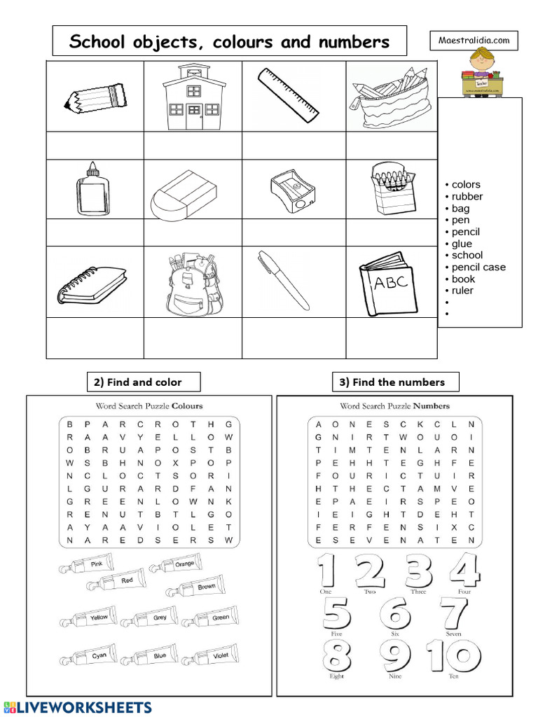 School Objects and Colors Activity | PDF