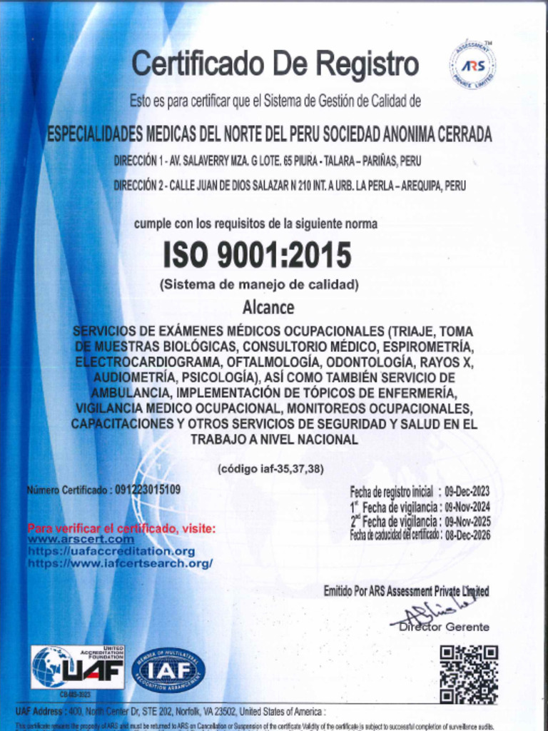 Iso Sistema de Manejo de Calidad | PDF