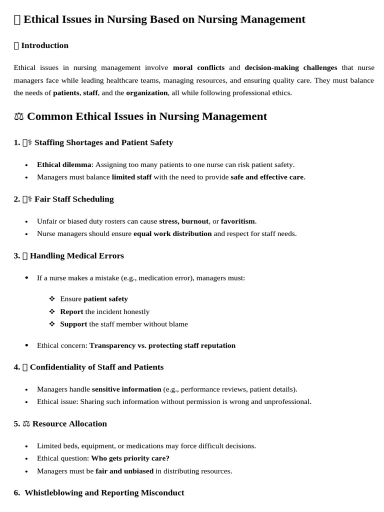 Ethical Challenges in Nursing Management | PDF | Nursing | Patient Safety