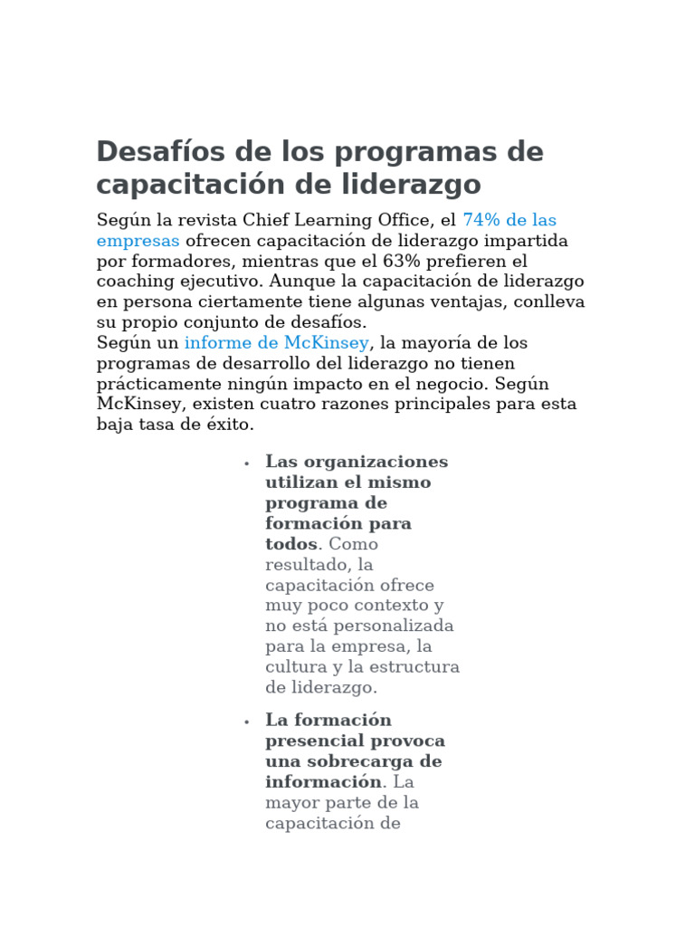 Desafíos en Capacitación de Liderazgo | PDF | Liderazgo | Business