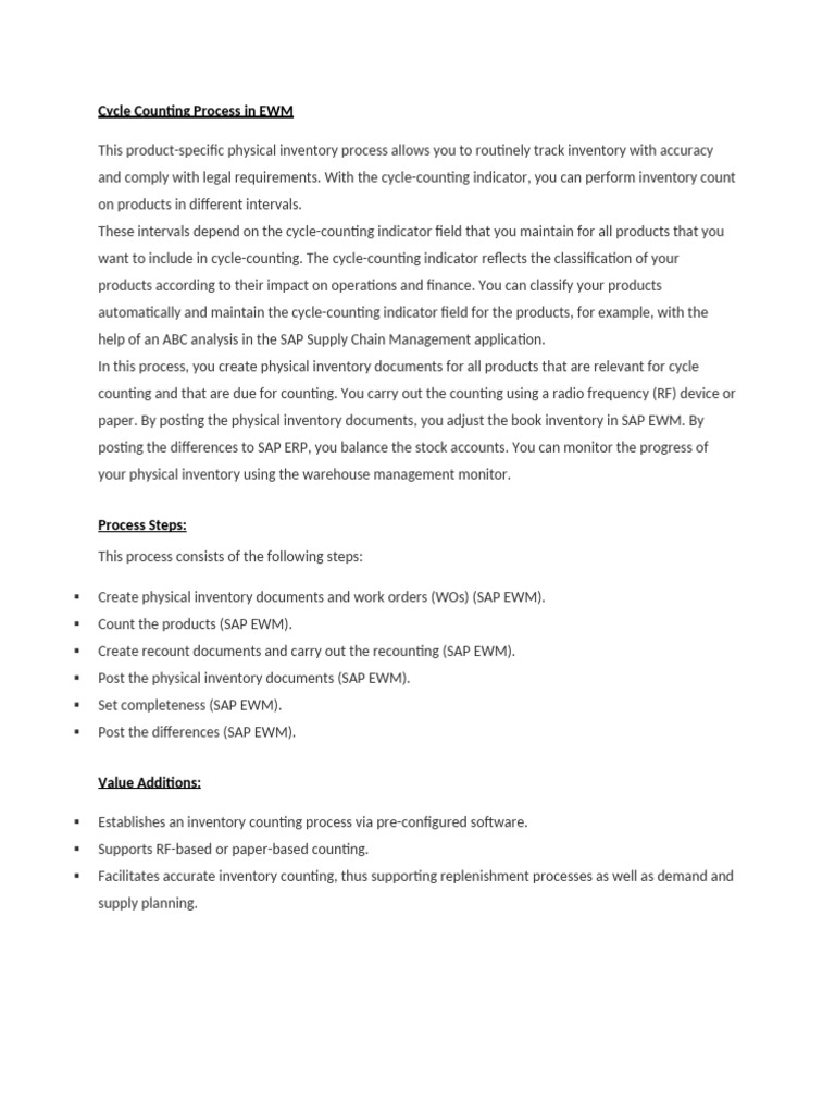 Cycle Counting Process in SAP EWM | PDF