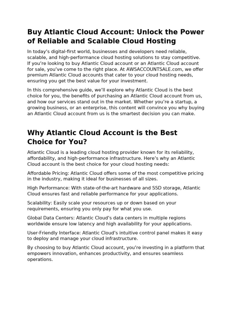 Atlantic Cloud Accounts | PDF | Cloud Computing | Pricing