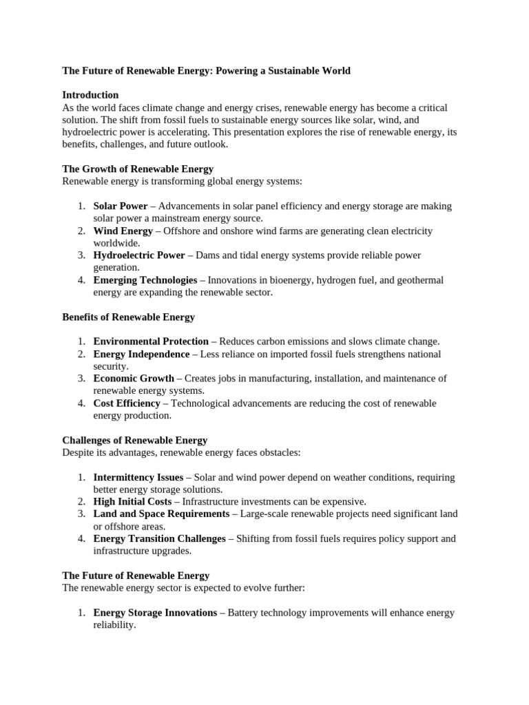 Future of Renewable Energy Insights | PDF | Renewable Energy ...