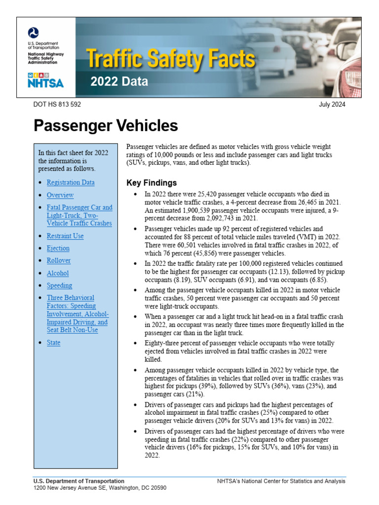 Passenger Vehicles Traffic Safety Facts 2022 Data | PDF | Traffic ...