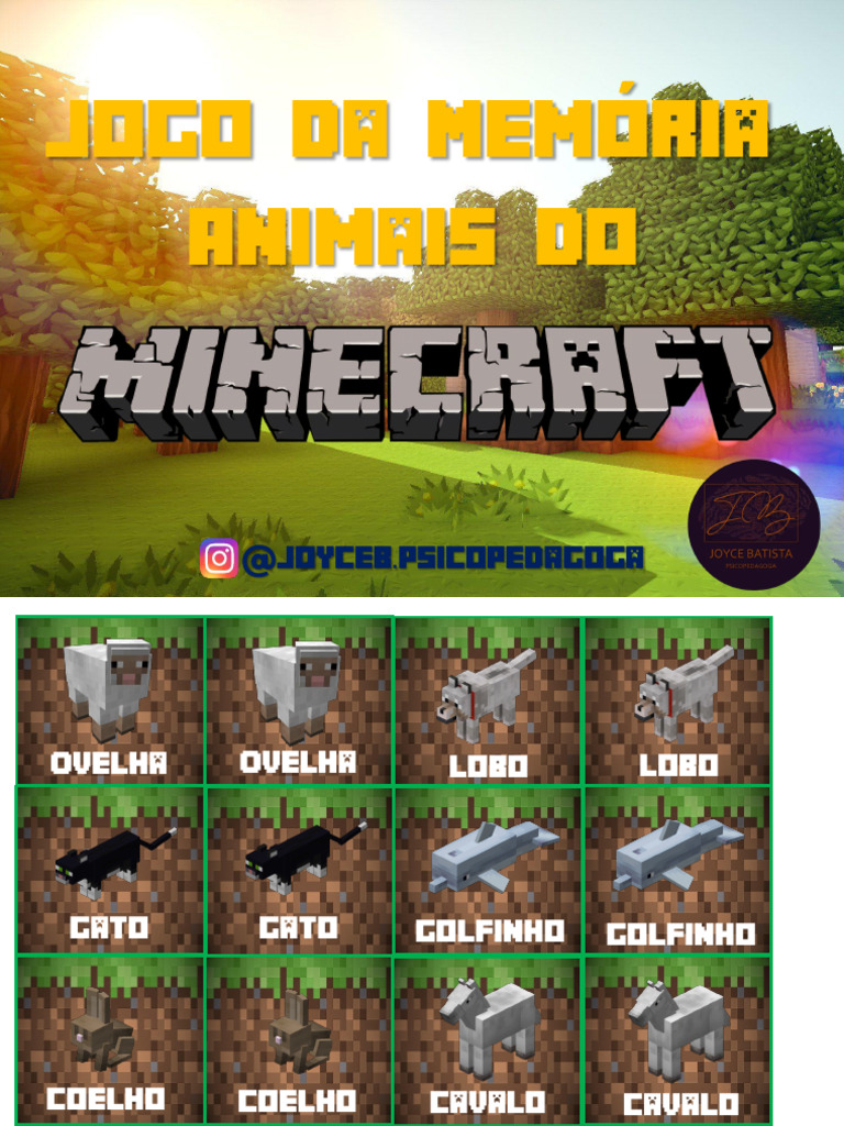 Jogo da Memória: Animais do Minecraft | PDF