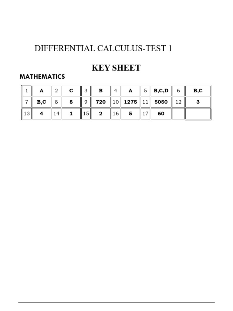 Differential Calculus Test 1 Solutions Mrs | PDF | Mathematical ...