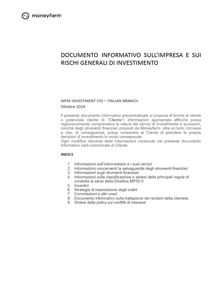 Moneyfarm Documento Informativo | PDF