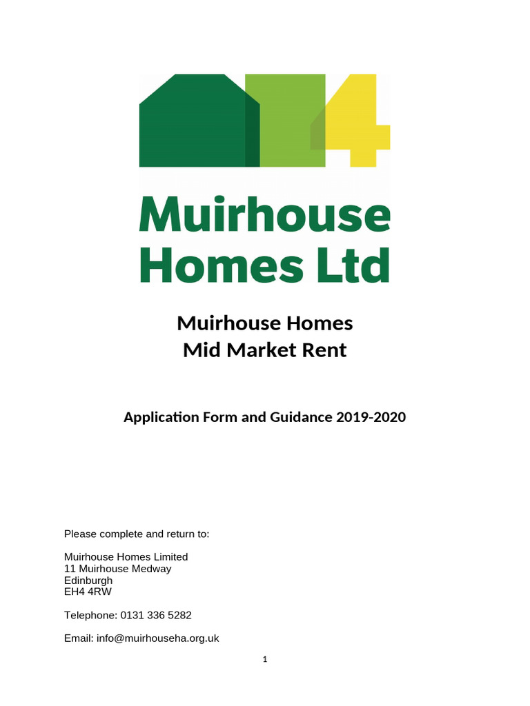 MH4 Mid Market Rent Application 2019 20 | PDF | Leasehold Estate | Landlord
