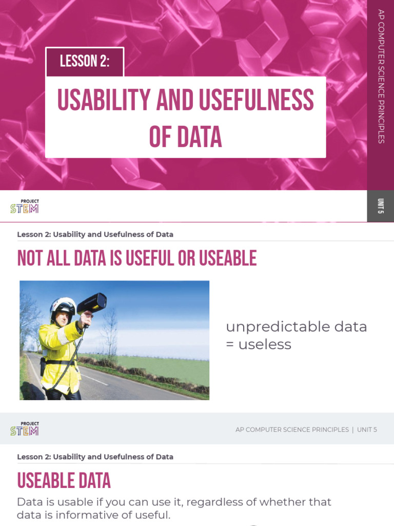 Usability and Usefulness of Data in AP CSP | PDF