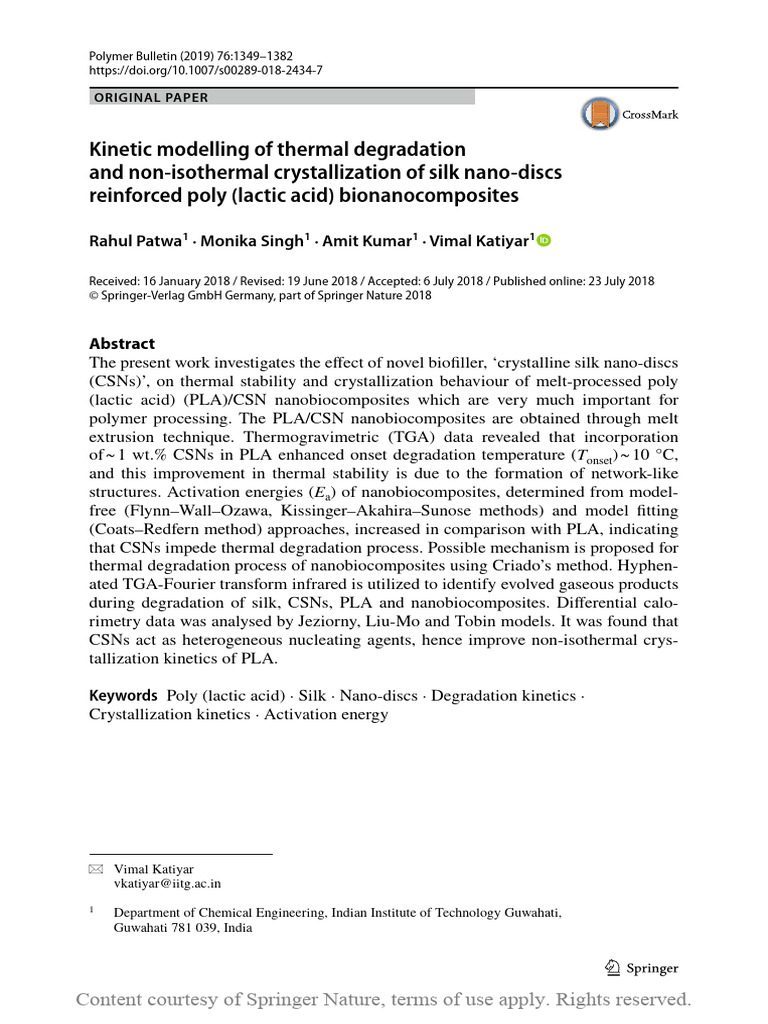 Kinetic Modelling of Thermal Degradation and Non-I | PDF | Differential ...