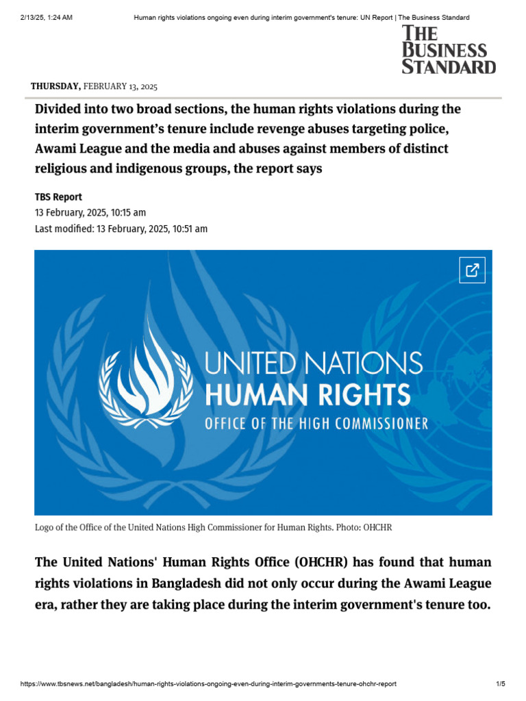 Human Rights Violations Ongoing Even During Interim Government's Tenure ...
