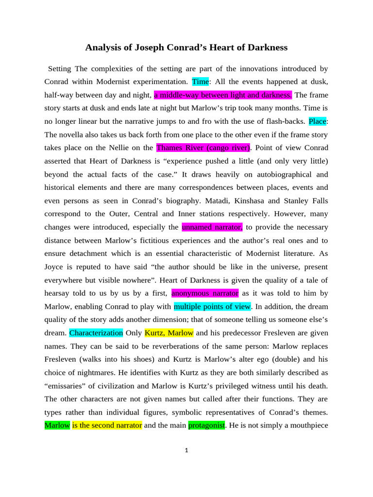 Analyzing Heart of Darkness Themes | PDF | Heart Of Darkness | Kurtz ...