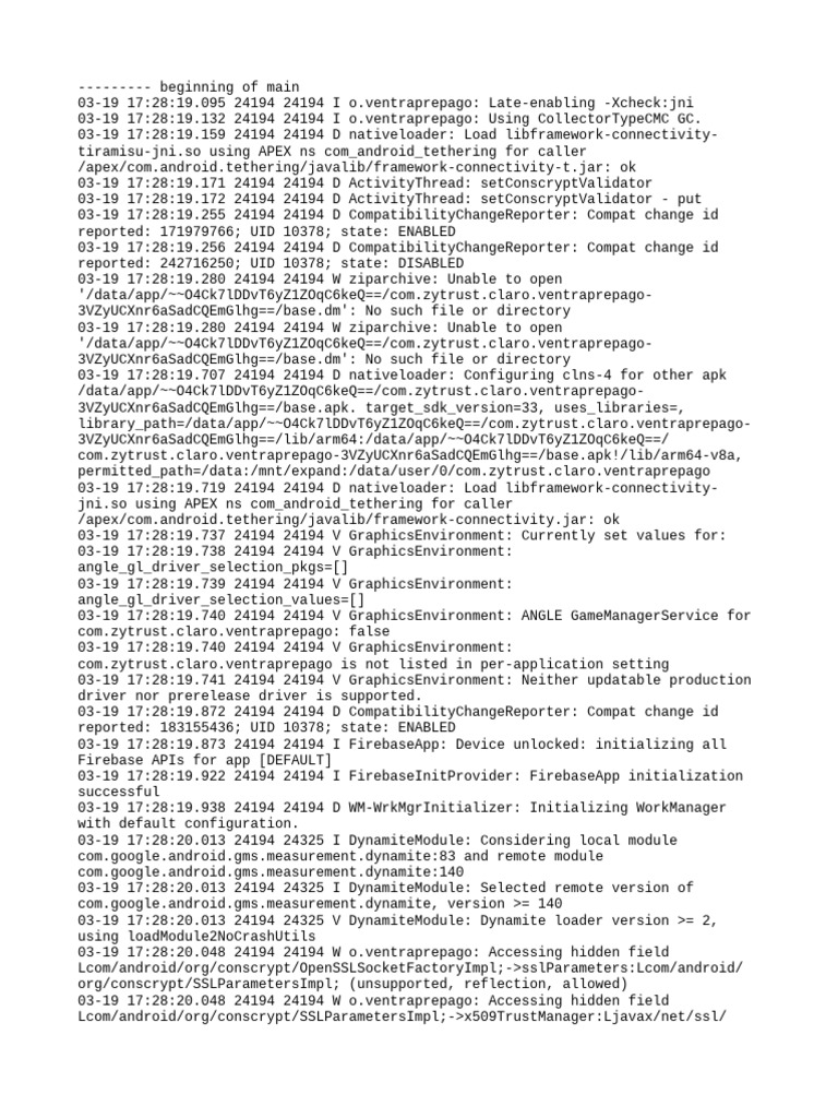 Android App Initialization Logs | PDF | Operating System Technology ...