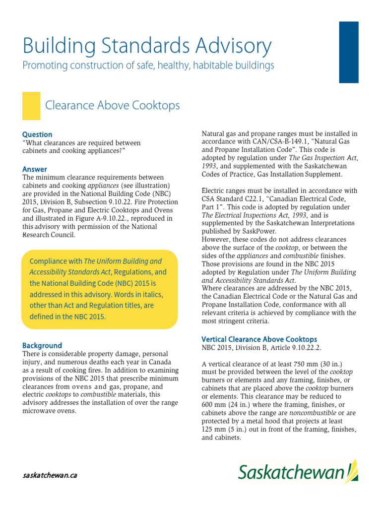 Clearance Requirements for Cooktops | PDF | Oven | Building Code