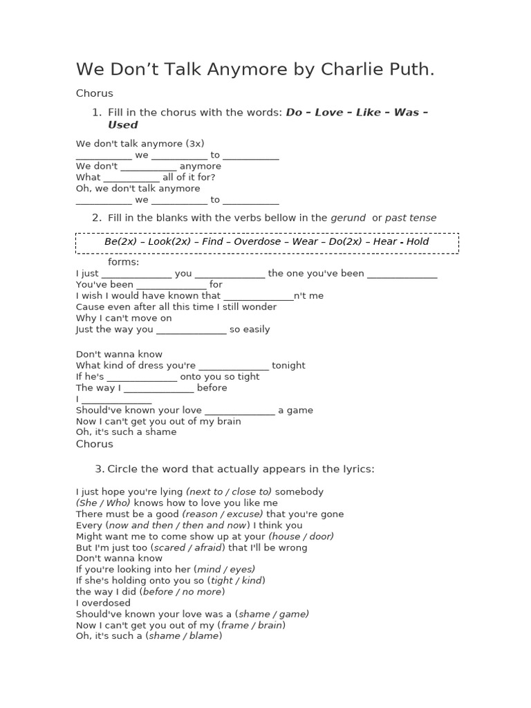 We Dont Talk Anymore | PDF