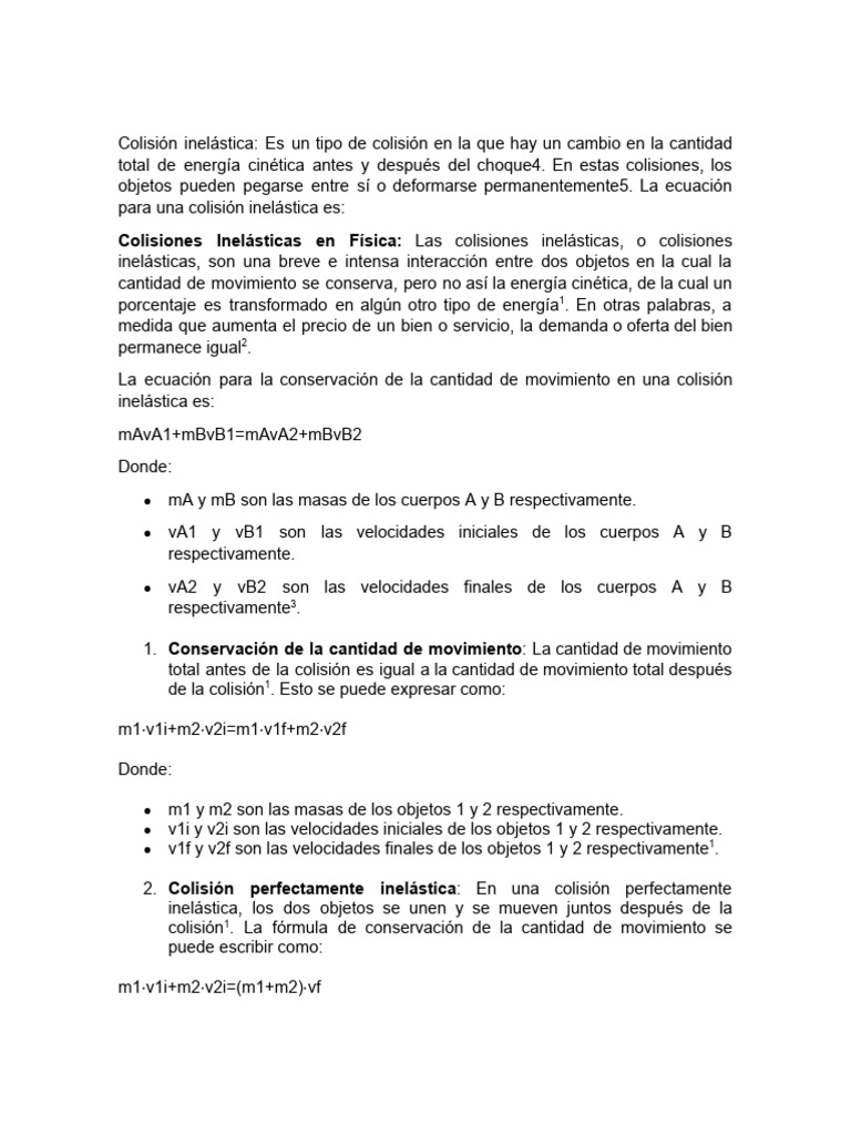 Colisión Inelástica | PDF | Elasticidad (Física) | Impulso