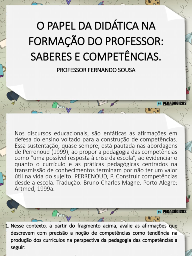Didática e Formação de Professores | PDF | Pedagogia | Competência ...