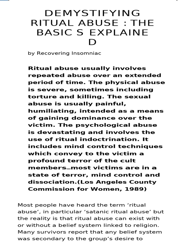 Understanding Ritual Abuse Myths | PDF | Dissociation (Psychology ...