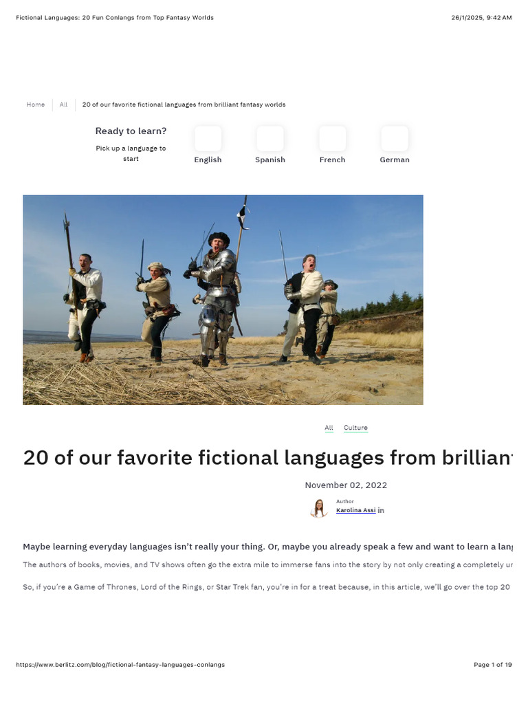 Top 20 Fantasy Languages Explored | PDF | Linguistics | Languages