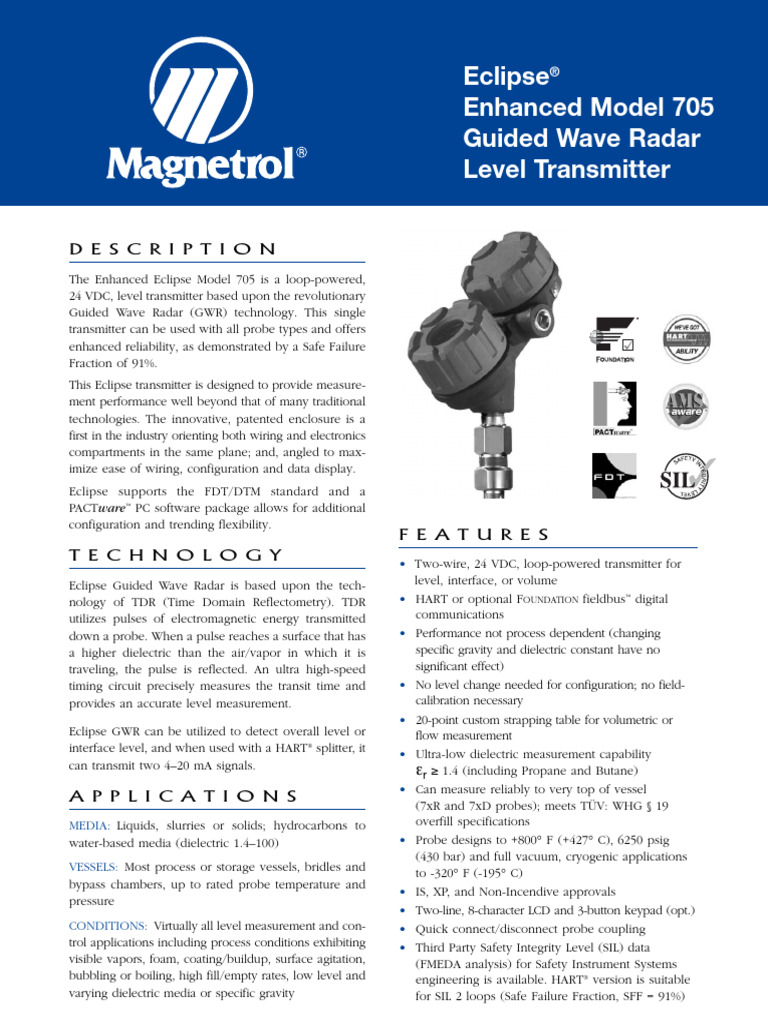 Eclipse Model 705 Guided Wave Radar Transmitter | PDF