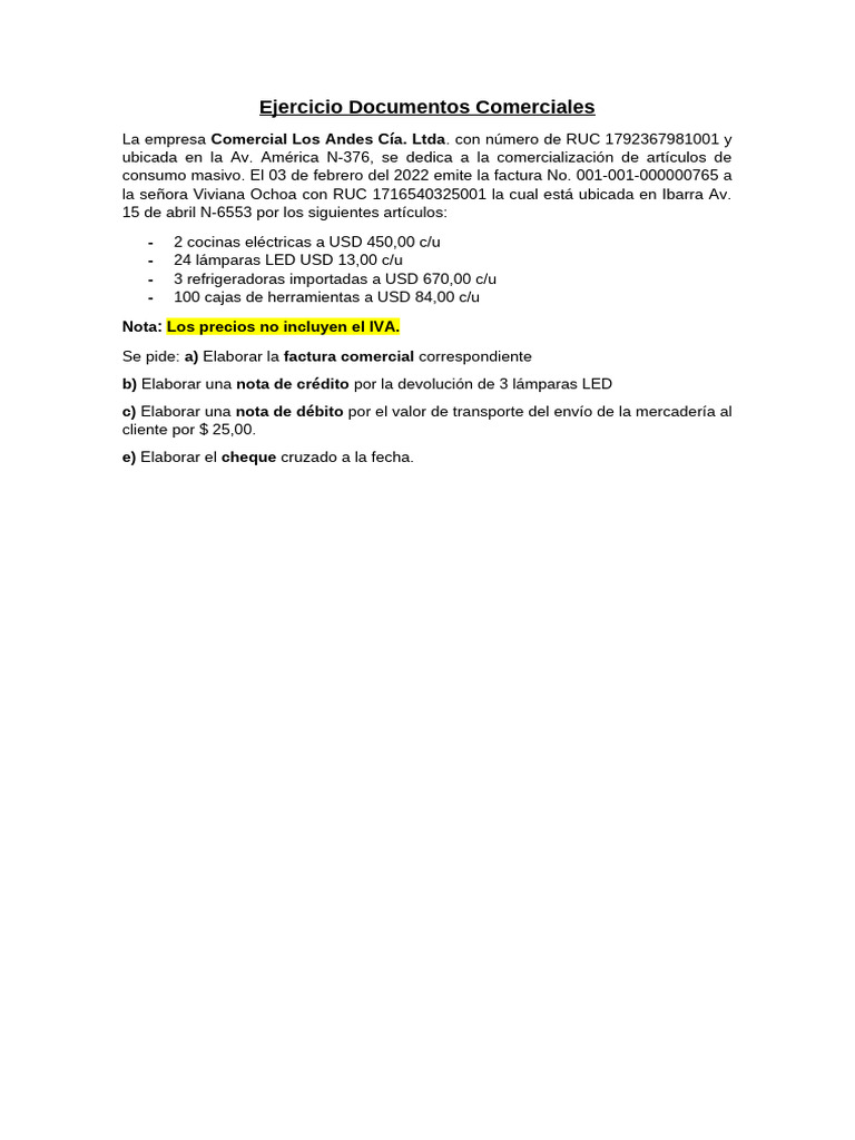 Ejercicio IVA 0 Y 12 Con ND Y NC | PDF